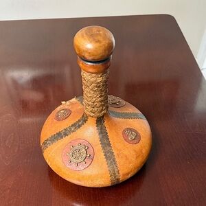 Vintage Leather Wrapped Decanter Made in Italy